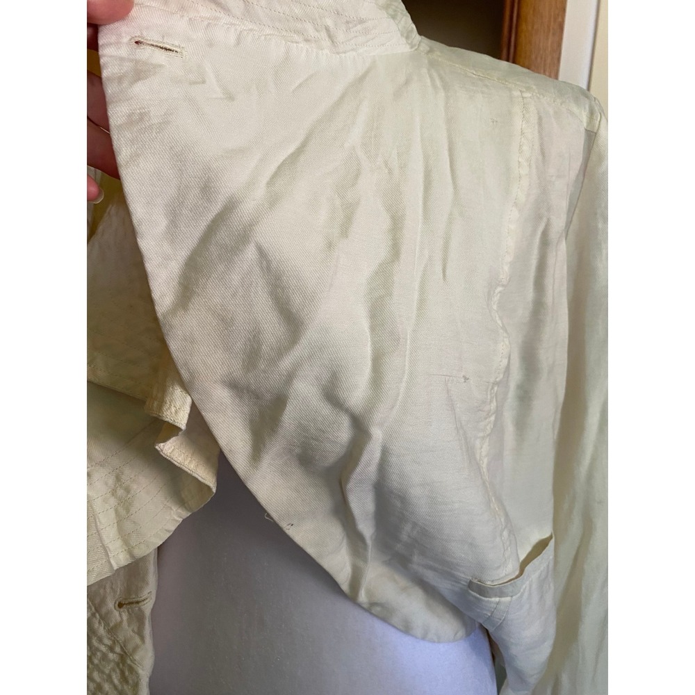 Free People Ruffle Draped Cream Cropped Jacket 2 Work Preppy Twee Office Boho - Picture 7 of 7